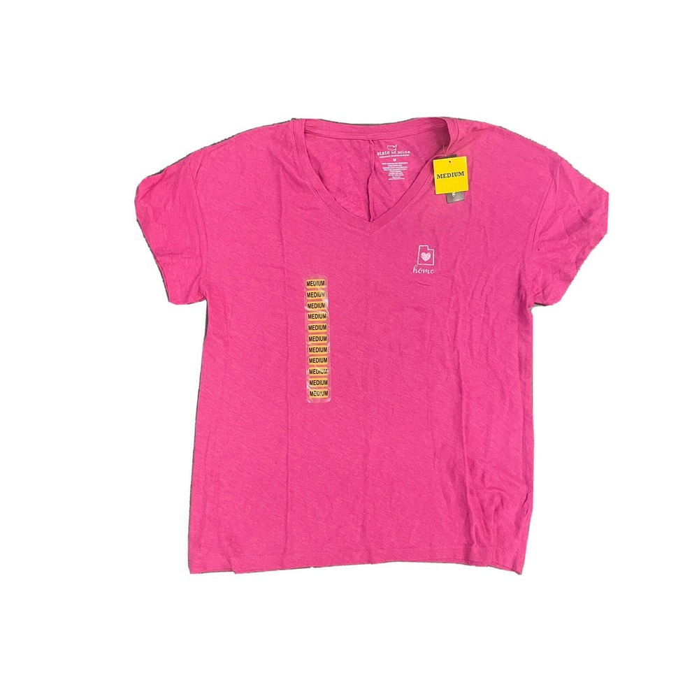 NWT State of Mine‎ Pink Utah Logo V-Neck Shirt Small
